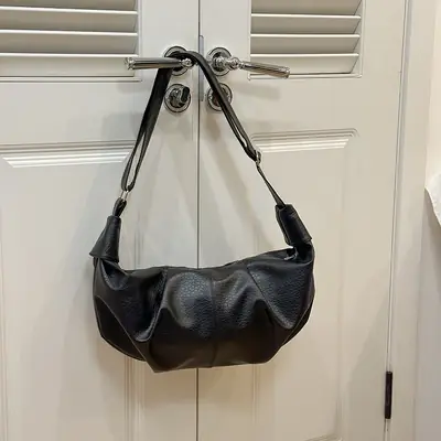 Vintage Pleated Moon Bag with Knot Shoulder Strap
