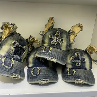 American Retro Ripped Denim Baseball Cap Ear Grinding Old Men's Hat