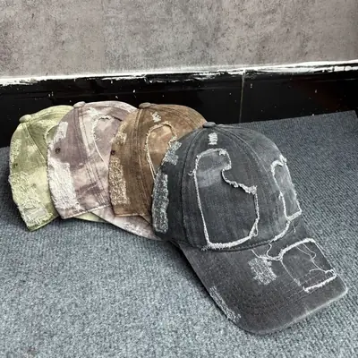 Distressed Washed Denim Baseball Cap Sunshade