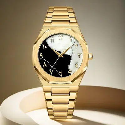 Gold Arabic Dial Waterproof Men's Watch