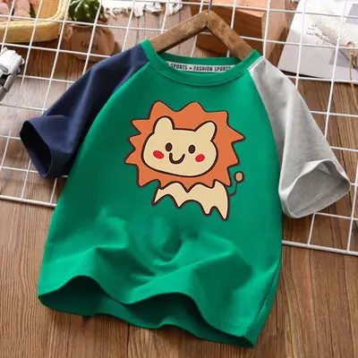 100% Cotton Cartoon T-Shirt for Boys Summer Wear