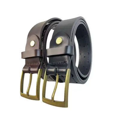 Women's Genuine Leather Hollow Belt with Gold Buckle