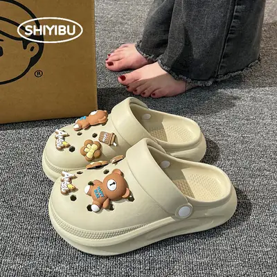 Cute Bear Clogs for Women Thick EVA Sandals