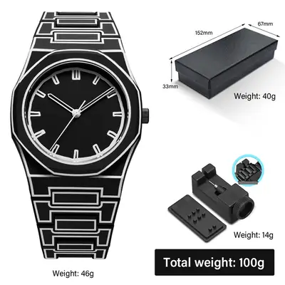 Classic Men's Quartz Watch 100g Plastic Particle Business
