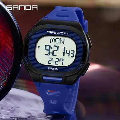 Sanda Digital Watch Blue Waterproof Sports Wear