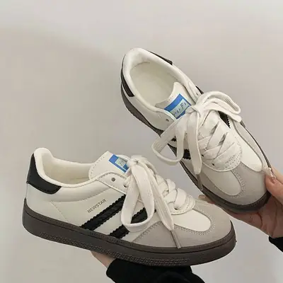 Retro German Training Shoes Women White Lace-Up 2025