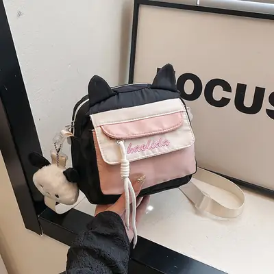 Cat Ear Korean Style Crossbody Bag Pink Black