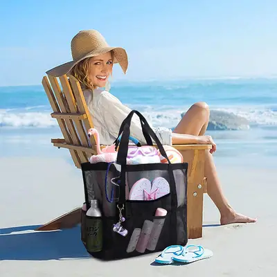 Large Capacity Dry Wet Separation Sand Bag Mesh Swimming Bag