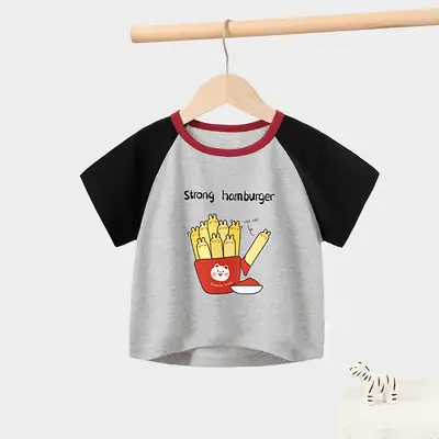 Baby Cotton T-Shirts Summer Boys Girls Contrast Color