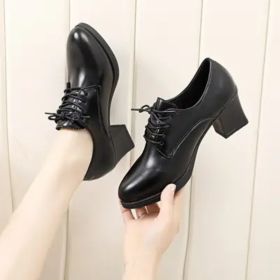 Black Slip-On Heel Women's Shoes Large