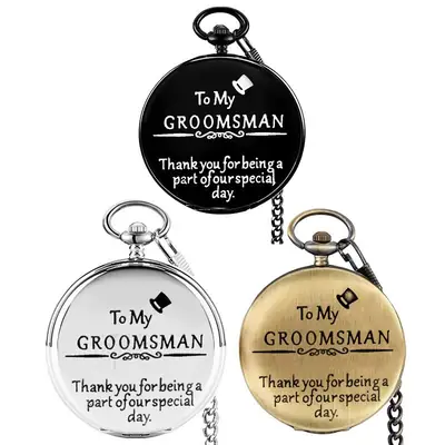 Groomman Pocket Watch Necklace Set with Chain & Watch