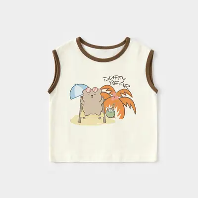 Pure Cotton Summer Sleeveless T-Shirt for Boys Girls