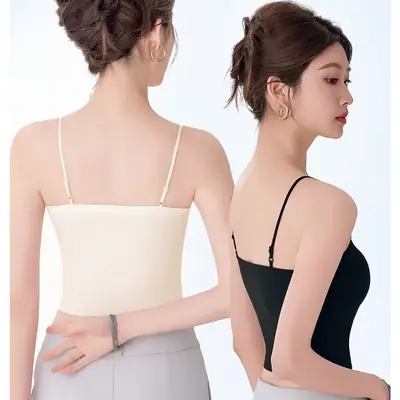 Women's Seamless Camisole with Back Design & Fixed Cup Pad