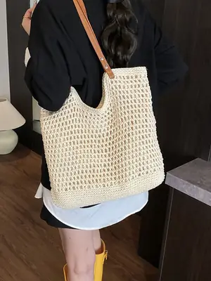 Women's Hollow Knitted Shoulder Bag Summer 2025