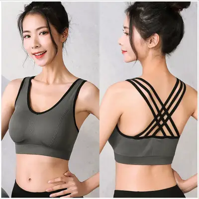 White Cross Back Sports Bra for Yoga Running