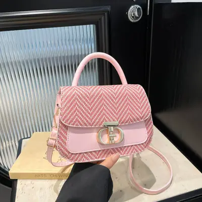 Pink Plaid Women's Shoulder Bag 2025 Summer
