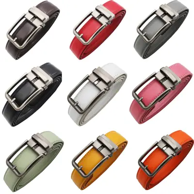 10-Color Export Men's Click Belt Fake Pin Belt Automatic Buckle Two-Layer Cowhide Leather Belt