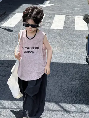 Kids Sleeveless Vest Summer Top T-Shirt Korean Style Loose Fit