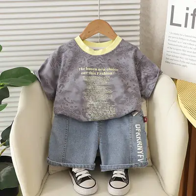 Kids Floral Print T-Shirt Shorts Set Summer Wear