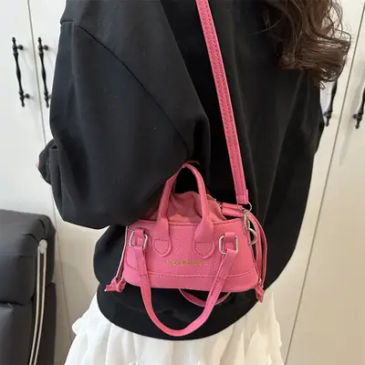 Pink Leather Shoulder Bag for Women 2025 New Style