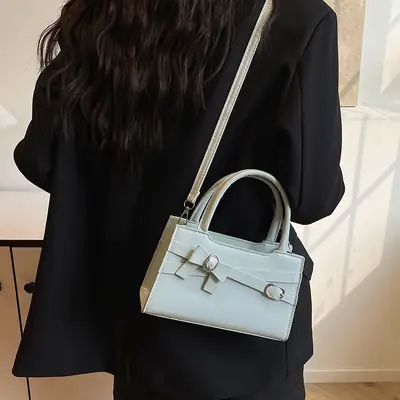 Light Blue High-end Bow Shoulder Bag for Women