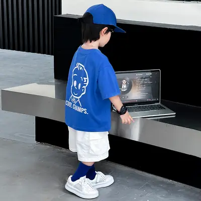 Boys Blue Cool Champs Short Sleeve T-Shirt 2025