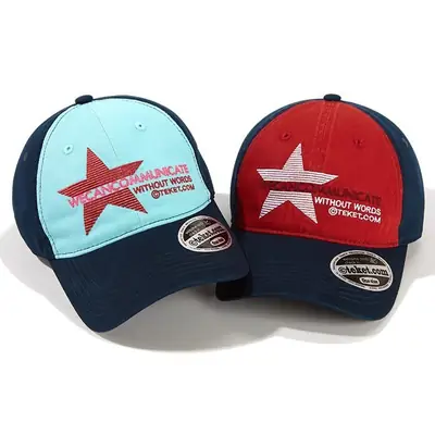 American Retro Letter Embroidery Baseball Cap Light Blue Navy