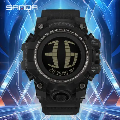Sanda Sport Watch Orange Strap Waterproof Multi-Functional Sports Watch