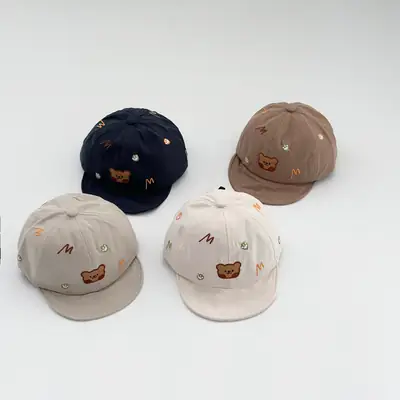 Brown Baby Cap with Bear Embroidery for Boys Girls 2025