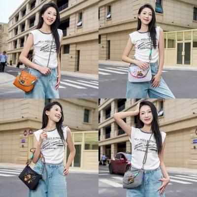 Japanese Embroidered Waterproof Shoulder Bag for Women