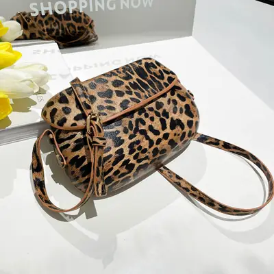 Leopard Print Shoulder Bag Women 2025 Saddle Style