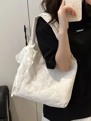 White Lace Shoulder Bag Large Capacity Women