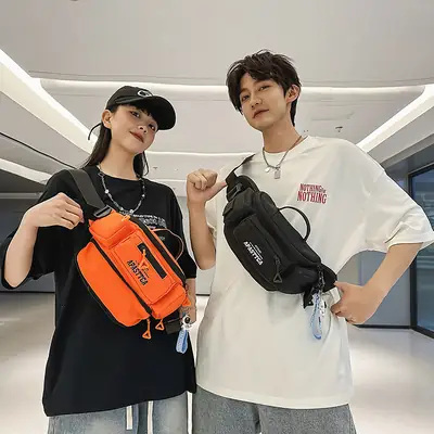 Men's Orange Crossbody Bag with Water Repellent Design