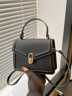 Women's Black Square Shoulder Bag 2025 Spring New Style
