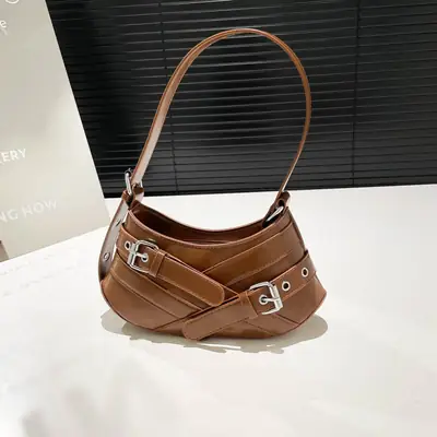 Brown Leather Square Handbag for Women 2025