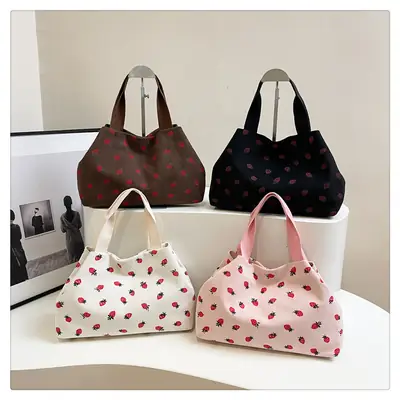 Women's Striped Flannel Tote Bags 2025 Summer