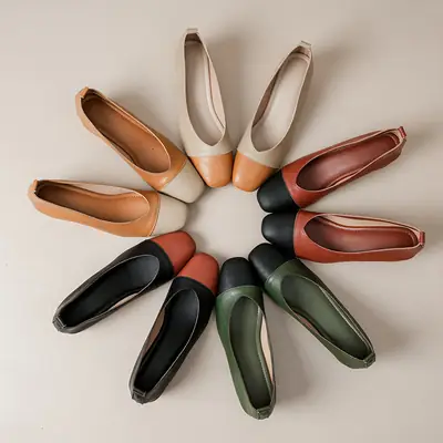 Simple women's shoes spring and autumn new shoes square toe thick heel shoes color matching four seasons commuting comfortable shallow mouth single shoes