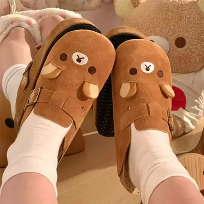 Women's Cute Bear Toe Birkenstock Slippers Brown 2025