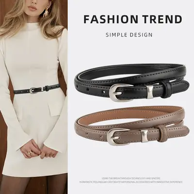 Women's Brown Leather Crossbody Belt with Buckle