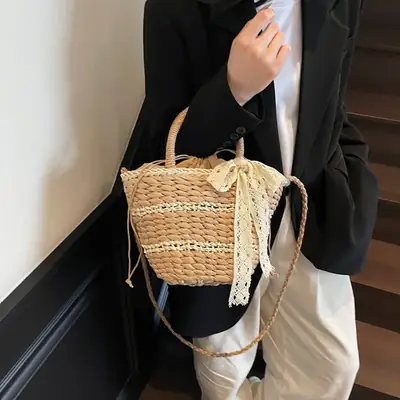 Women's Straw Woven Crossbody Bag Niche Summer Design