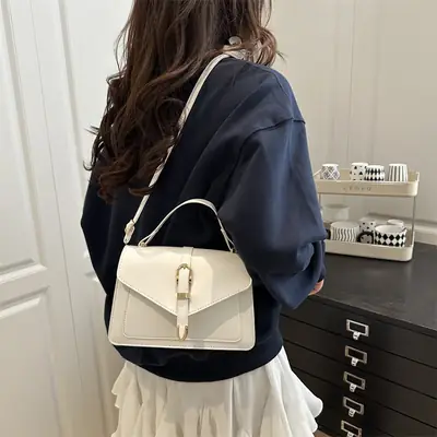 Women's White Square Shoulder Bag 2025 Summer