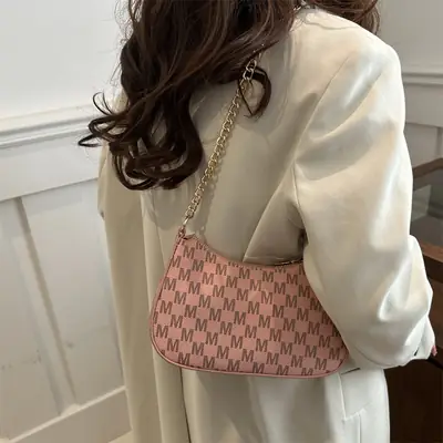 Pink Vintage Checkered Crossbody Bag for Women