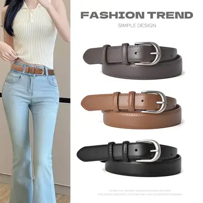 Women Genuine Leather Belt Brown Buckle