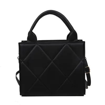 Black Quilted Shoulder Crossbody Bag XL Oversized