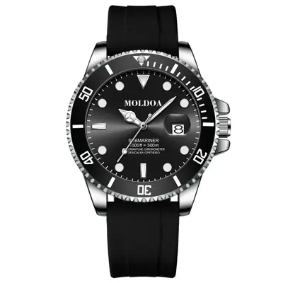 Men's Black Water Resistant Quartz Watch with Drop Shaker