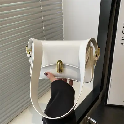 White Korean Style Shoulder Bag 2025 Summer