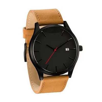 Men's Black European Watch with Calendar & Strap