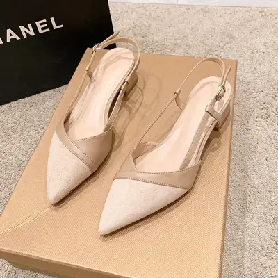 Nude Pointed Toe Mules with Strap High Heel