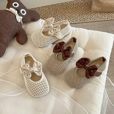 Fashionable Girls' Sandals Spring and Summer Baby Breathable Princess Shoes Children's Baby Single Shoes Mesh Shoes Step Shoes Soft Soles