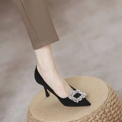 French Style Rhinestone Stiletto Heels for Women